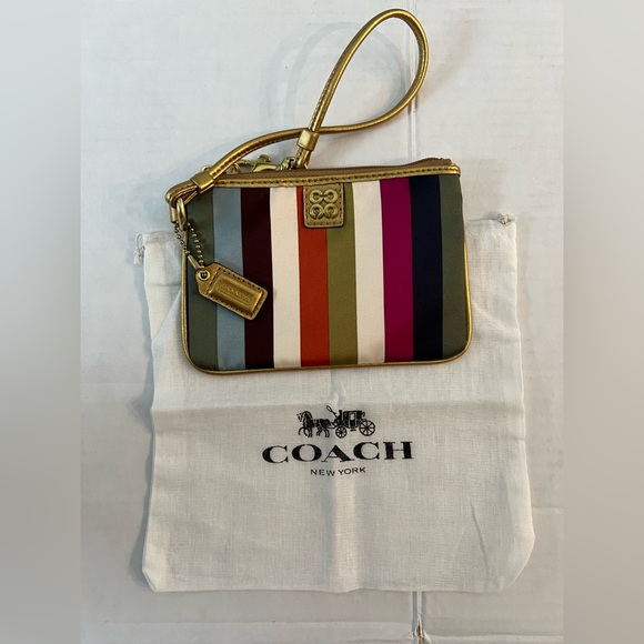 Coach Handbags - COACH NWT SATEEN MULTI COLORED METALLIC WRISTLET with ORIGINAL TAGS & NEW DUSTER